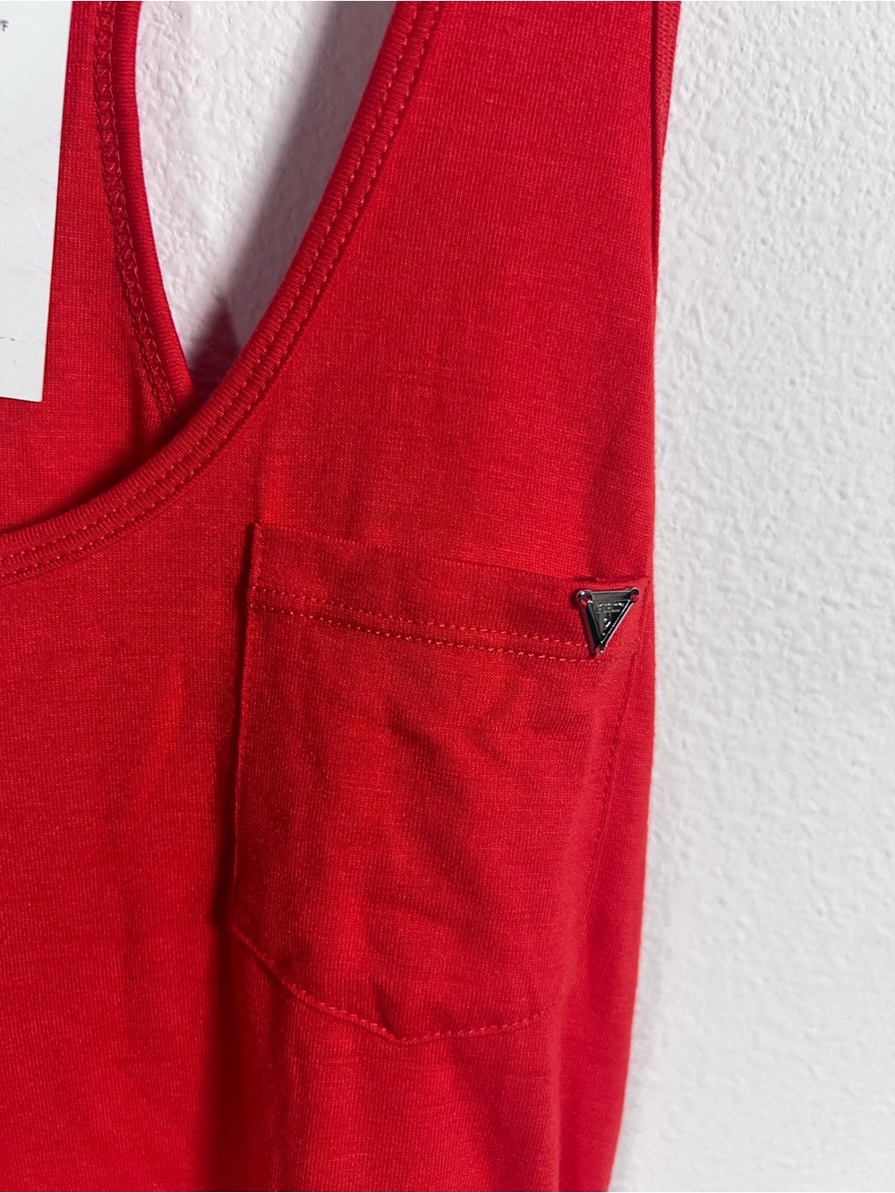 GUESS Pimento Orange Astrid Ruched Racerback Tank Dress Size S - Picture 2 of 7